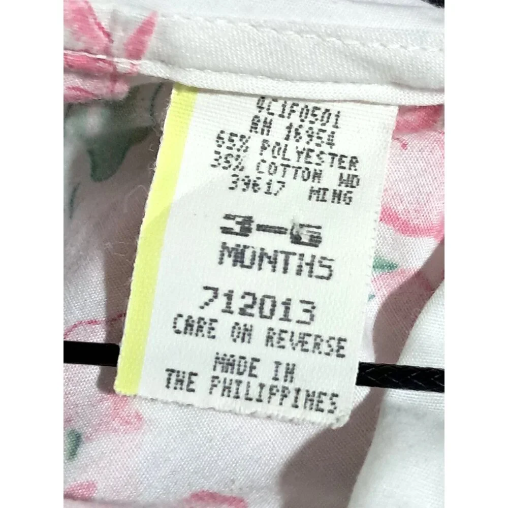 Vintage Baby Togs Embroidered Floral Romper 3-6 Months Pink & White Ruffle - Picture 2 of 10